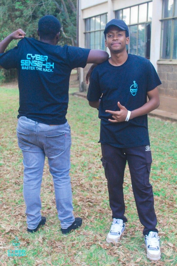 Cyber Sensei cofounders in branded merch